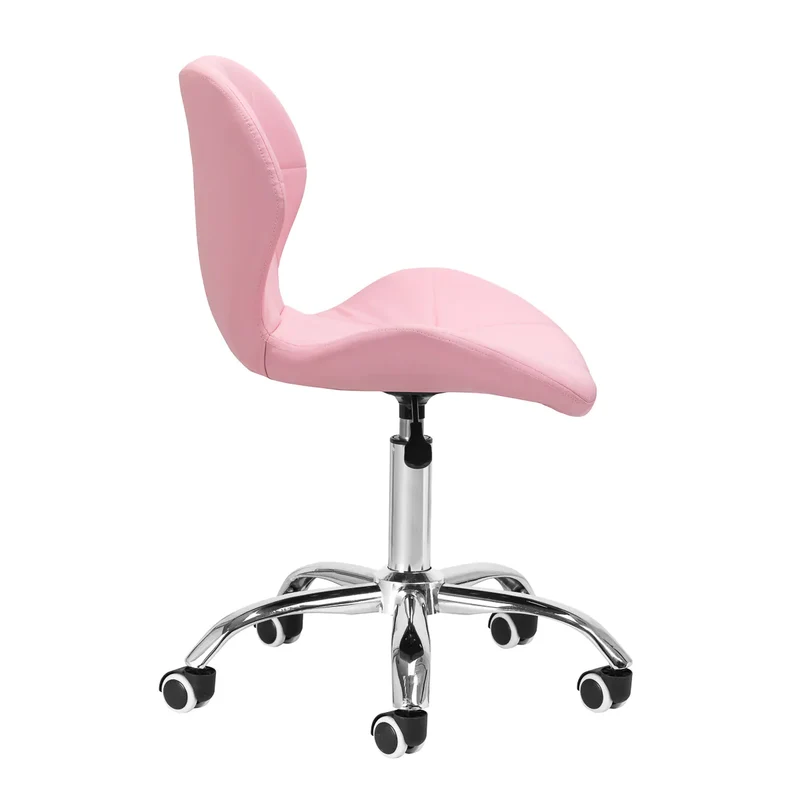Sgabello Estetico Professionale con Schienale Ergonomico e Ruote Girevoli | QS-06 (Rosa)