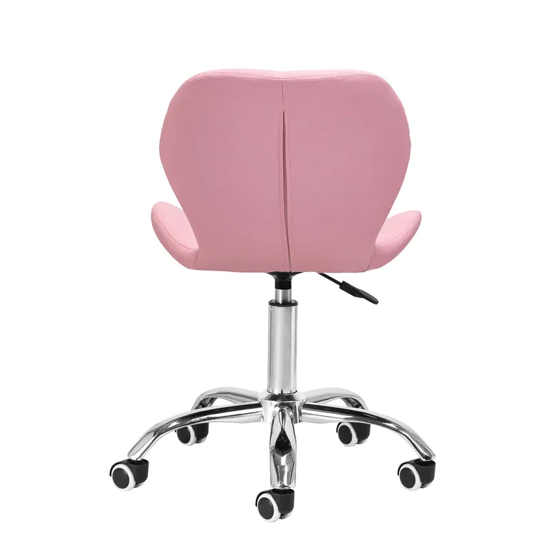 Sgabello Estetico Professionale con Schienale Ergonomico e Ruote Girevoli | QS-06 (Rosa)
