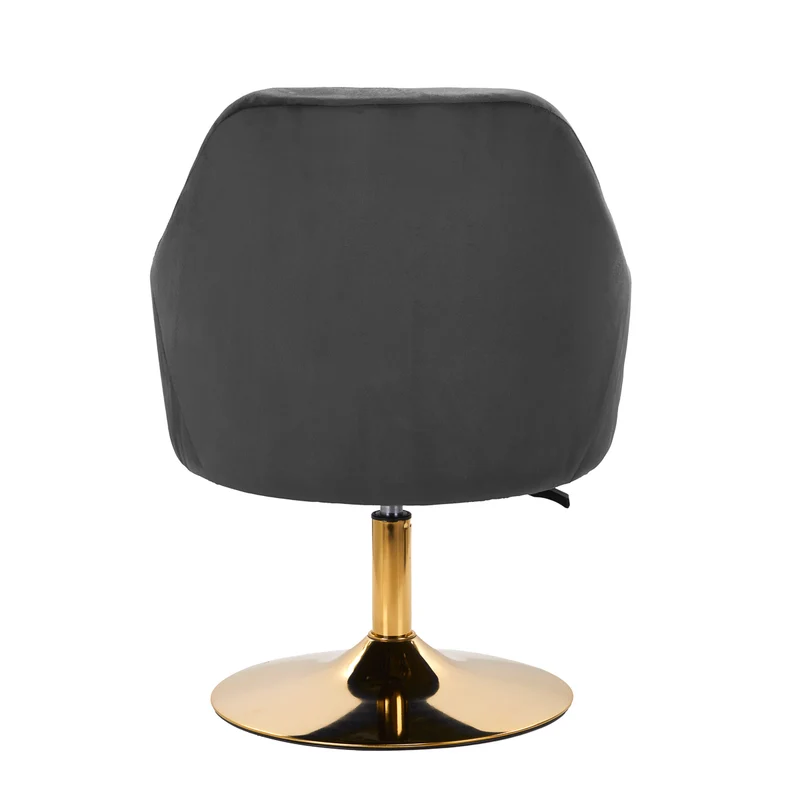 Sedia Girevole in Velluto e Base Oro con Trapuntatura Elegante | QS-BL14G (Grigio)
