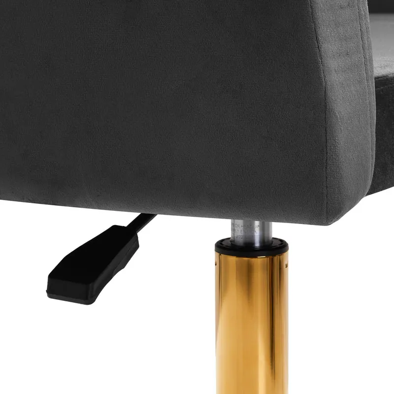 Sedia Girevole in Velluto e Base Oro con Trapuntatura Elegante | QS-BL14G (Grigio)