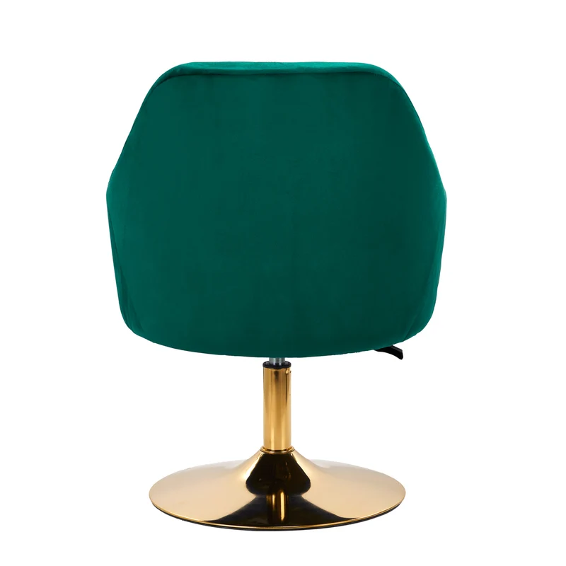 Sedia Girevole in Velluto e Base Oro con Trapuntatura Elegante | QS-BL14G (Verde)