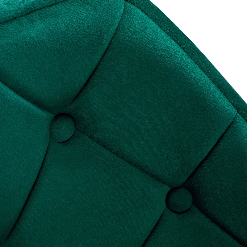 Sedia Girevole in Velluto e Base Oro con Trapuntatura Elegante | QS-BL14G (Verde)