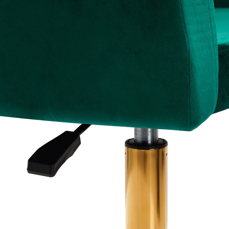 Sedia Girevole in Velluto e Base Oro con Trapuntatura Elegante | QS-BL14G (Verde)