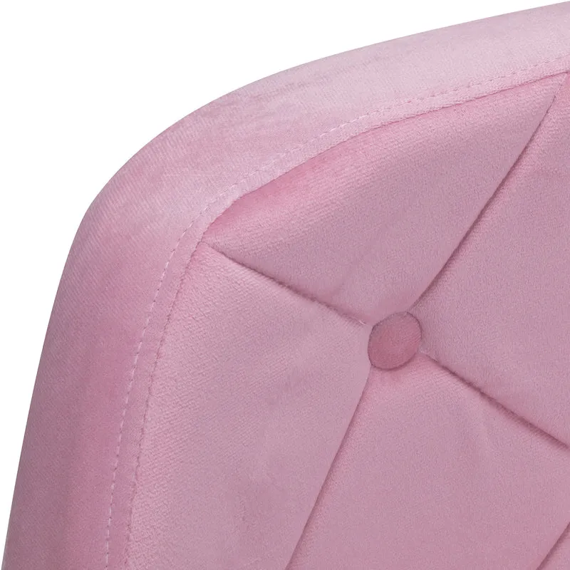 Sedia Girevole in Velluto Rosa con Base Oro e Schienale Trapuntato | QS-BL14G (Rosa)