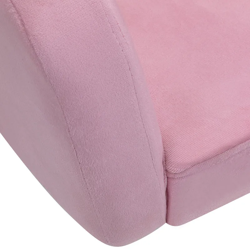 Sedia Girevole in Velluto Rosa con Base Oro e Schienale Trapuntato | QS-BL14G (Rosa)