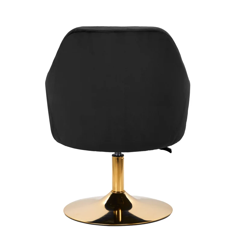 Poltroncina Girevole Velvet con Base Oro Elegante Sedia Design Trapuntata | QS-BL14G (Nero)