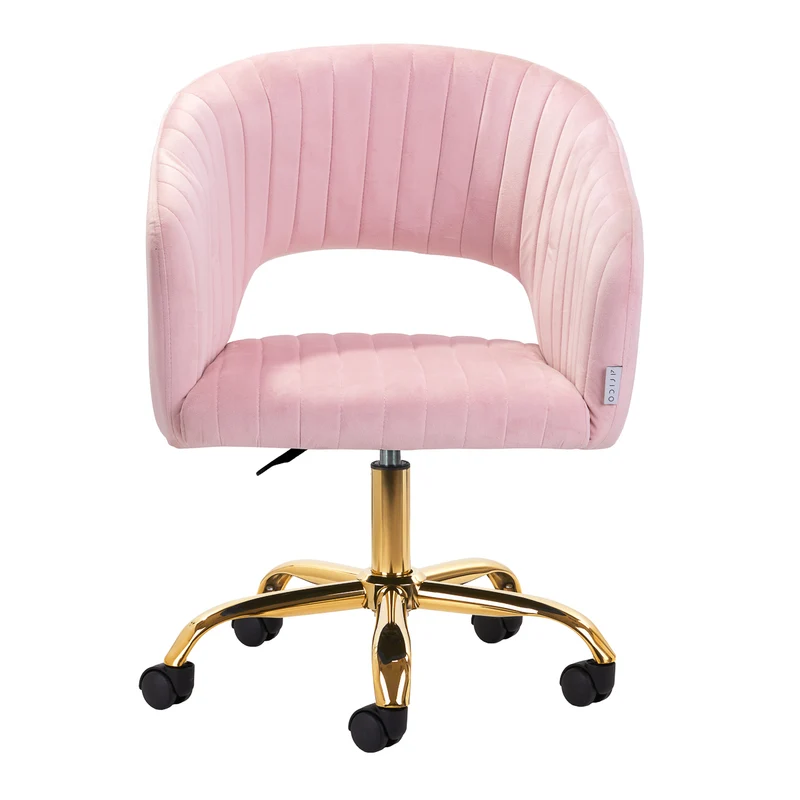 Sedia Girevole in Velluto Seduta Ergonomica Professionale | QS-OF212G (Rosa)