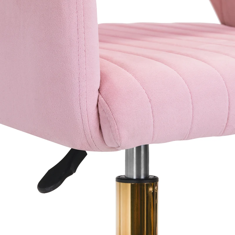 Sedia Girevole in Velluto Seduta Ergonomica Professionale | QS-OF212G (Rosa)