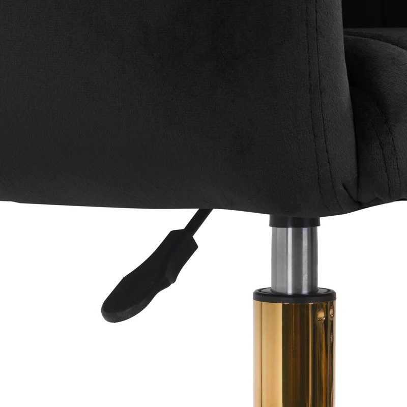 Sedia Girevole in Velluto con Base Oro per Ufficio e Beauty Salon | QS-OF212G (Nero)
