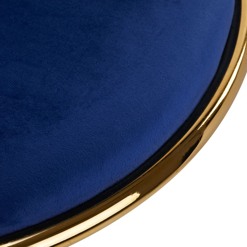 Sedia Girevole in Velluto con Schienale Intrecciato e Base Oro | QS-GW01G (Blu Navy)