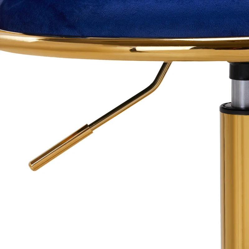 Sedia Girevole in Velluto con Schienale Intrecciato e Base Oro | QS-GW01G (Blu Navy)