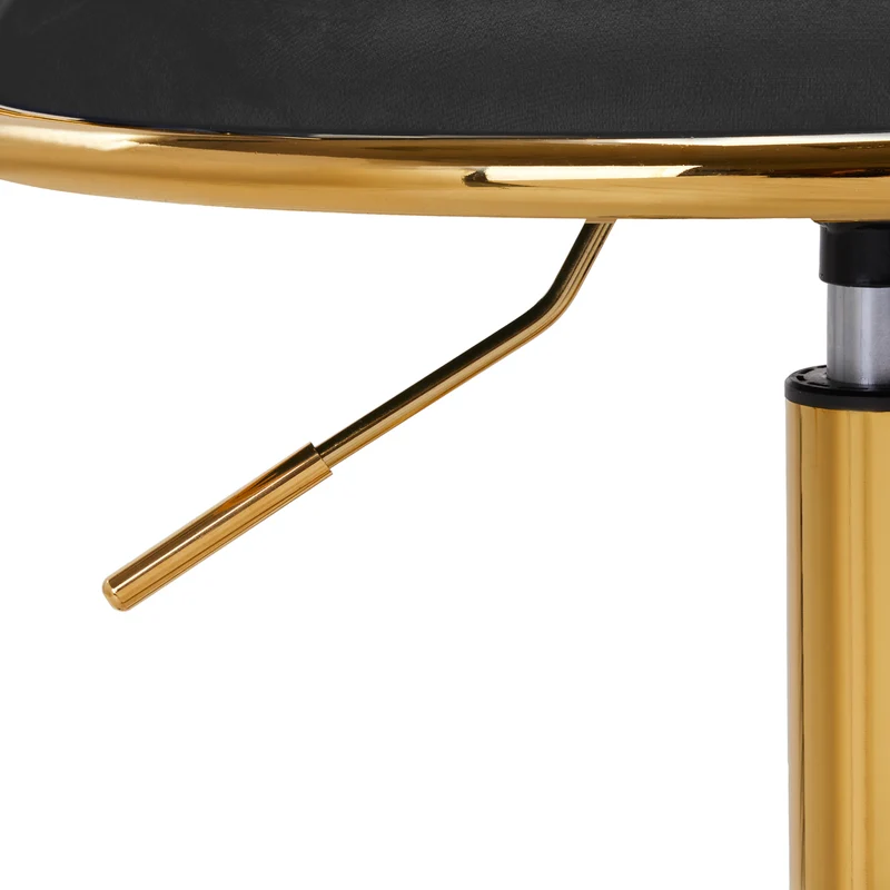 Sedia Girevole in Velluto con Schienale Intrecciato e Base Oro | QS-GW01G (Nero)
