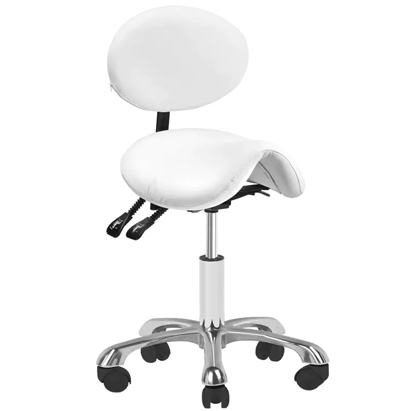 Sgabello Estetica Professionale Ergonomico con Schienale Regolabile | 1025 GIOVANNI (Bianco)