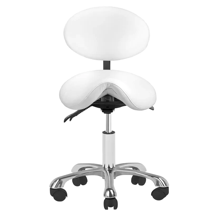 Sgabello Estetica Professionale Ergonomico con Schienale Regolabile | 1025 GIOVANNI (Bianco)