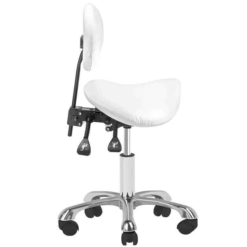 Sgabello Estetica Professionale Ergonomico con Schienale Regolabile | 1025 GIOVANNI (Bianco)