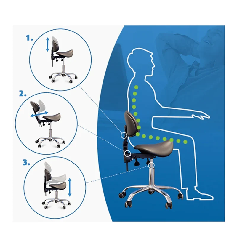 Sgabello Estetica Professionale Ergonomico con Schienale Regolabile | 1025 GIOVANNI (Bianco)