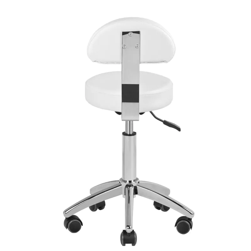 Sgabello Estetista Ergonomico Bianco con Schienale Regolabile | AM-304 (Bianco)