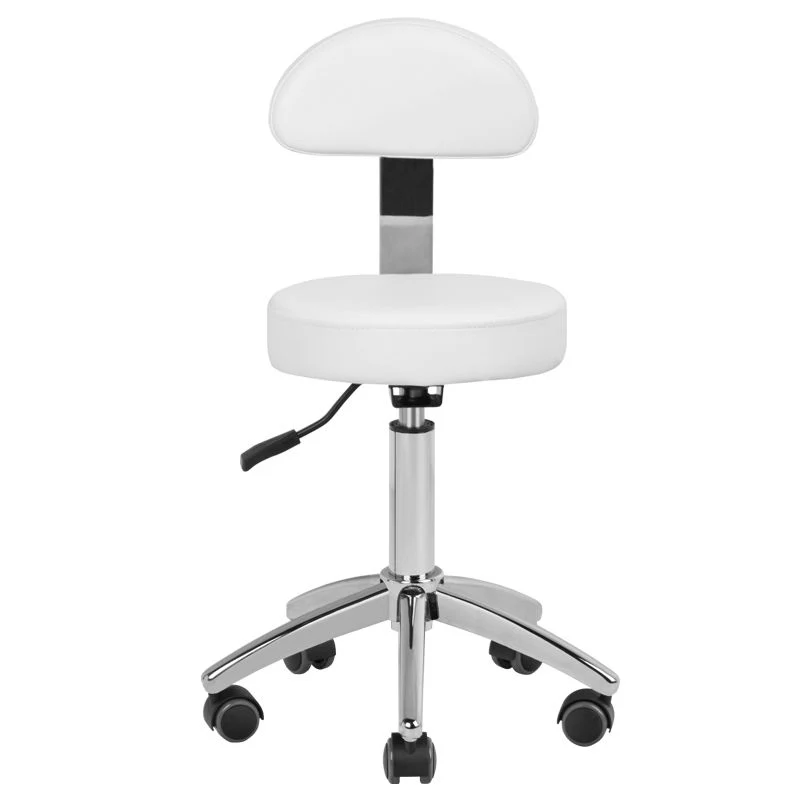 Sgabello Estetista Ergonomico Bianco con Schienale Regolabile | AM-304 (Bianco)