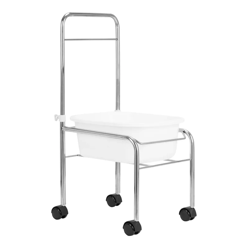 Supporto Pedicure Professionale su Ruote Cromato | Carrello Mobile (Bianco)