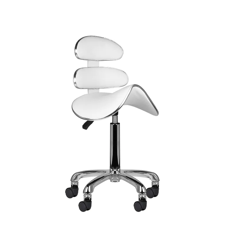 Sgabello Professionale con Ruote in Gomma | Roll-Speed AM-880 (Bianco)