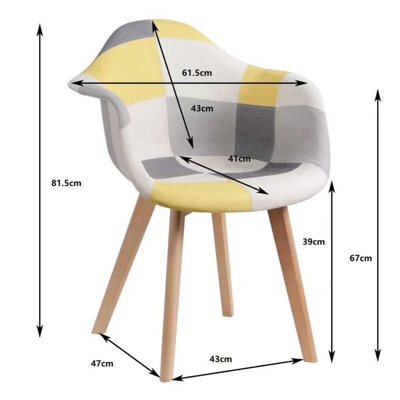 BUYBUY Poltroncina serie Picasso in PP Seduta in spugna ricoperta con stoffa Stile patchwork, piedi in faggio e metallo Colori caldi PIC025