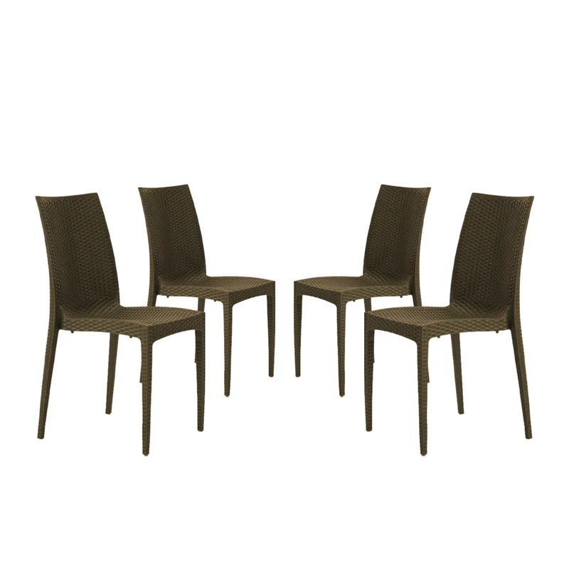 BUYBUY Sedia In Plastica Da Giardino da Esterno Stile Rattan Marrone