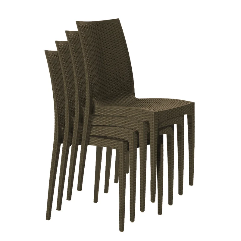 BUYBUY Sedia In Plastica Da Giardino da Esterno Stile Rattan Marrone