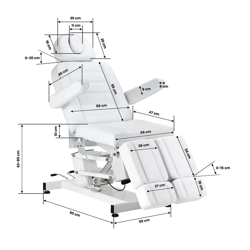 Poltrona Pedicure Elettrica Professionale 1 Motore ed Ecopelle | AZZURRO 706 (Bianca)
