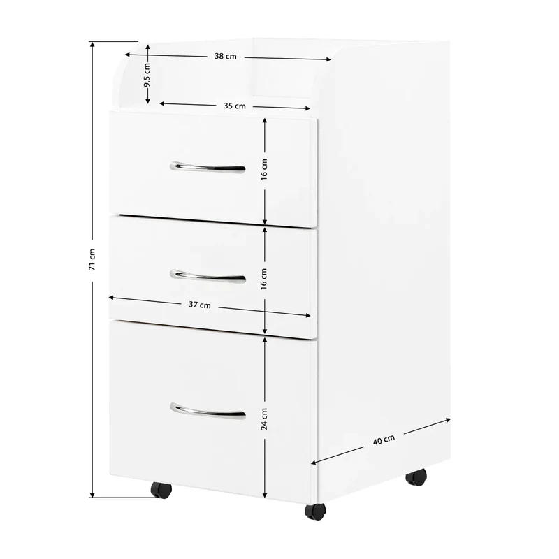 Mobiletto carrello per estetica e podologia grigio con cassetti e ruote | CABINET KOMBI (Bianco)