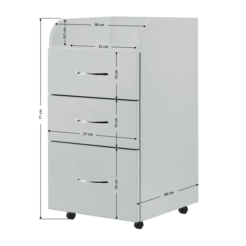 Mobiletto carrello per estetica e podologia grigio con cassetti e ruote | CABINET KOMBI (Grigio)