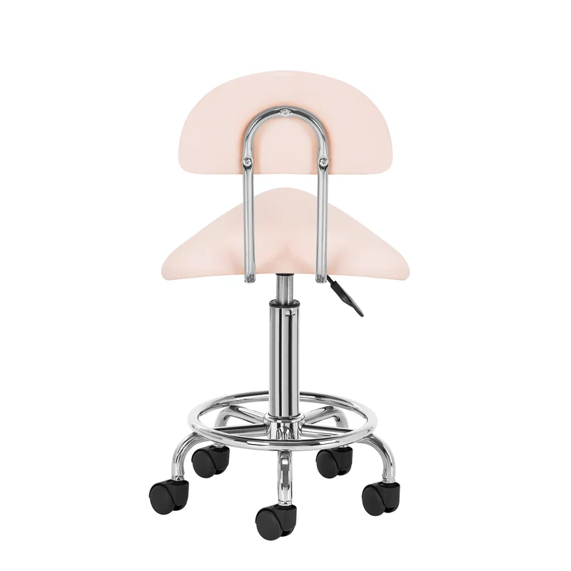 Sgabello Estetista Professionale con Schienale e Ruote | SGABELLO COSMETICO 6001 (Rosa)