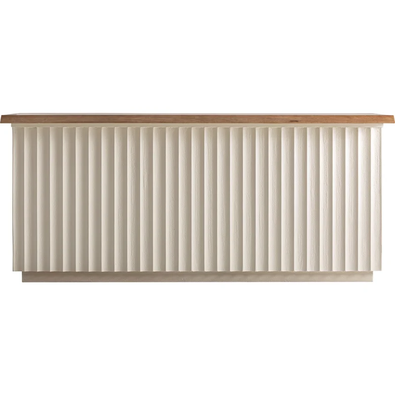 Bancone Reception Fluted Bianco Decapato e Legno Naturale