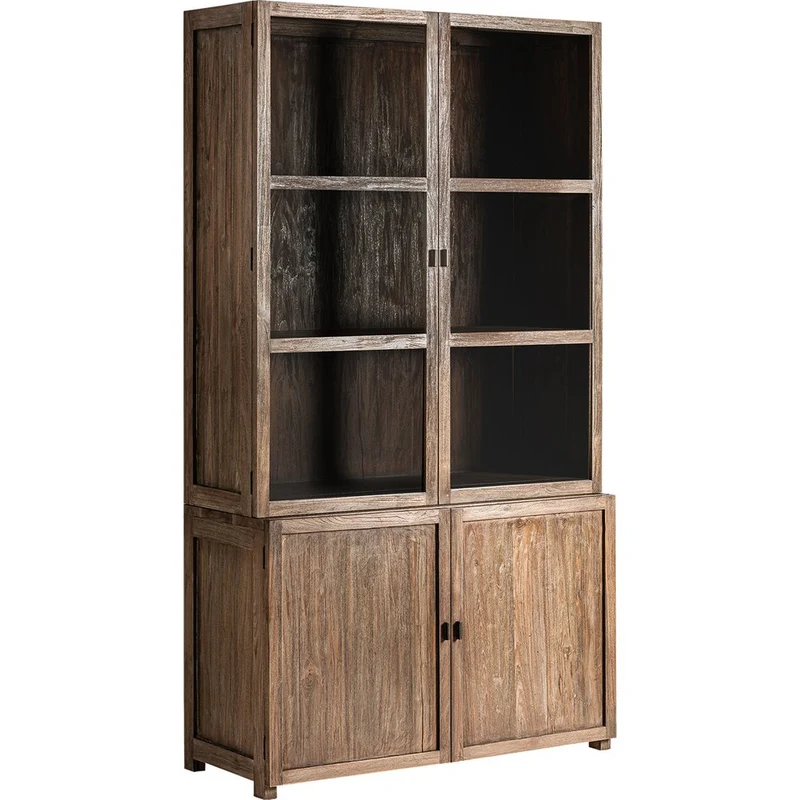 Vetrina country chic in legno di teak massello