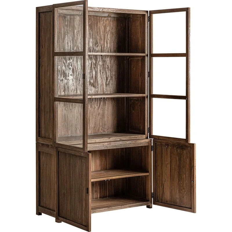 Vetrina country chic in legno di teak massello