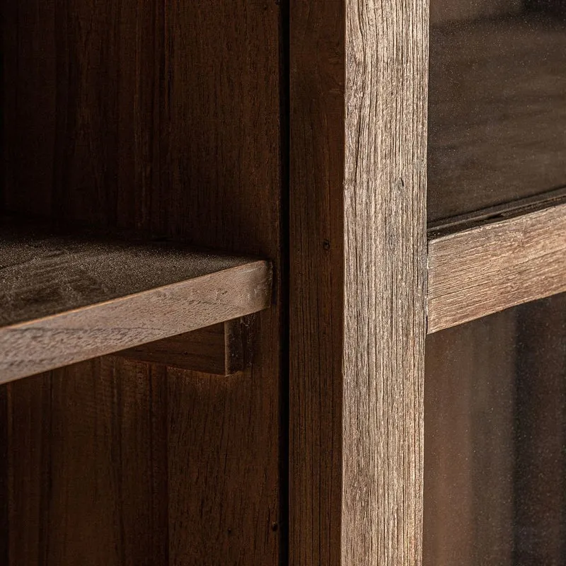 Vetrina country chic in legno di teak massello