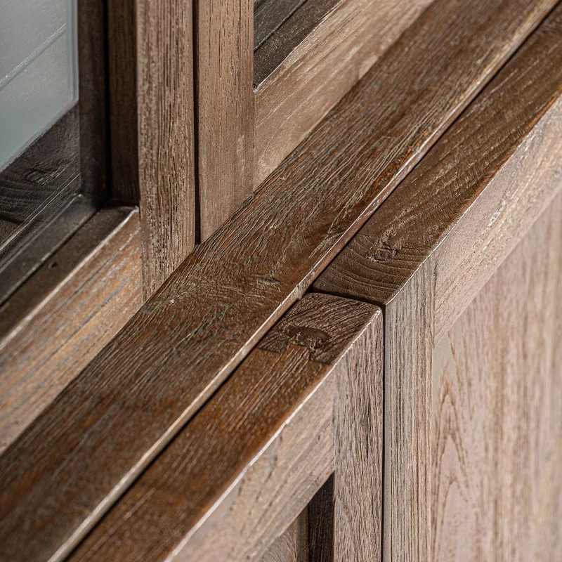 Vetrina country chic in legno di teak massello