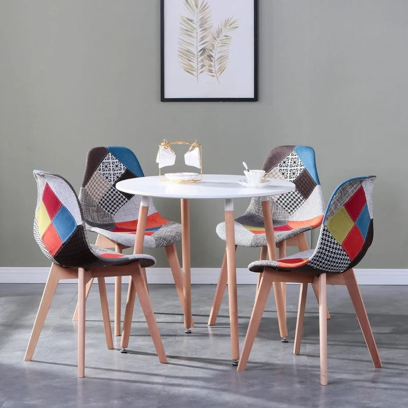 BUYBUY Sedia serie Picasso in PP con seduta in spugna ricoperta con stoffa in stile patchwork, piedi in legno di faggio e metallo Patchwork PIC003