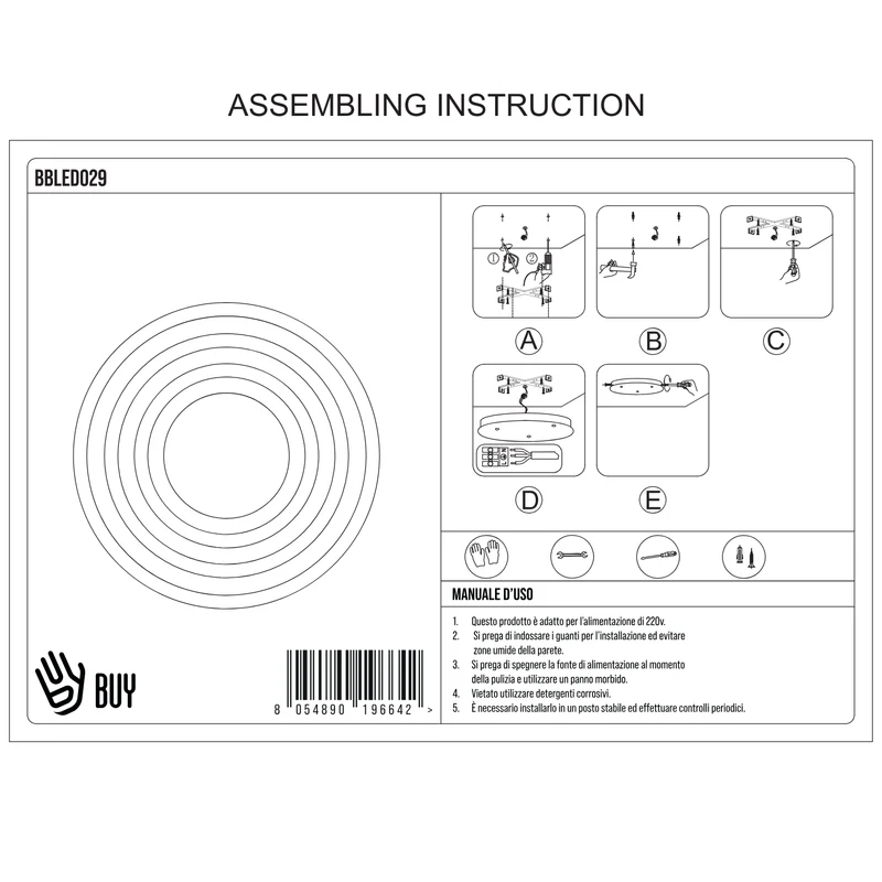 BUYBUY Lampadario LED 76W, Telecomando 2.4G, Luce Regolabile 5800lm BBLED029