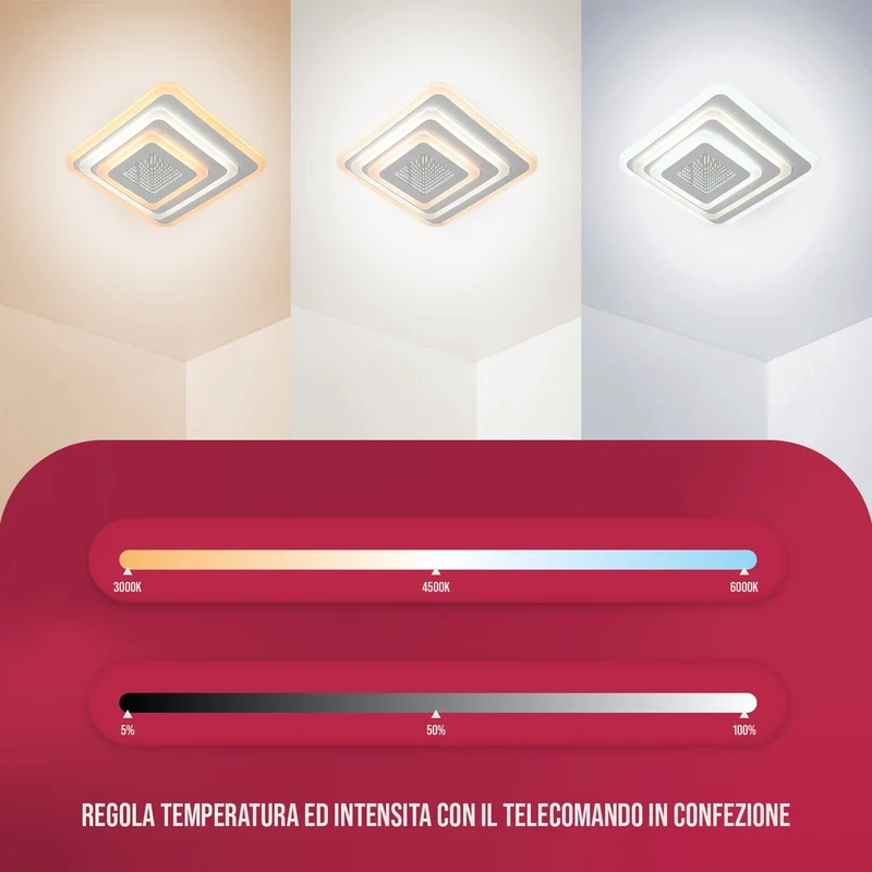 BUYBUY Lampadario LED 81W, Telecomando 2.4G, Luce Regolabile 6700lm BBLED024