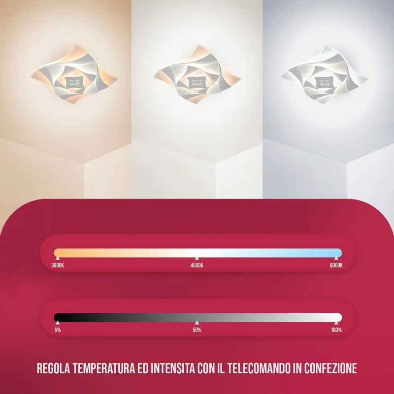 BUYBUY Lampadario LED 63W, Telecomando 2.4G, Luce Regolabile 5900lm BBLED019