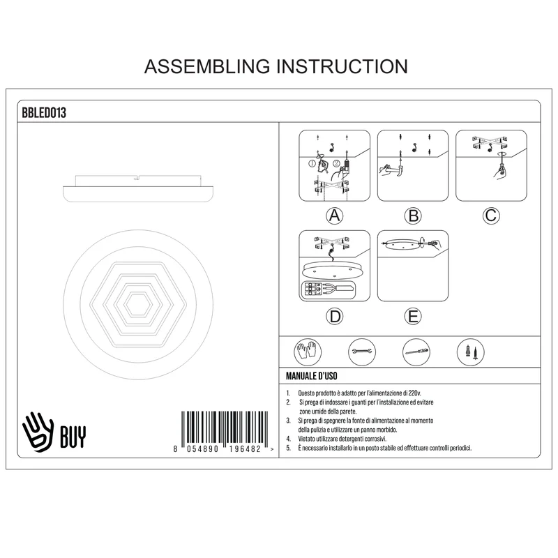 BUYBUY Lampadario LED 110W, Telecomando 2.4G, Luce Regolabile 8200lm BBLED013