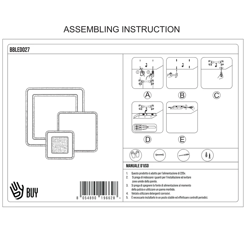 BUYBUY Lampadario LED 93W, Telecomando 2.4G, Luce Regolabile 5700lm BBLED027