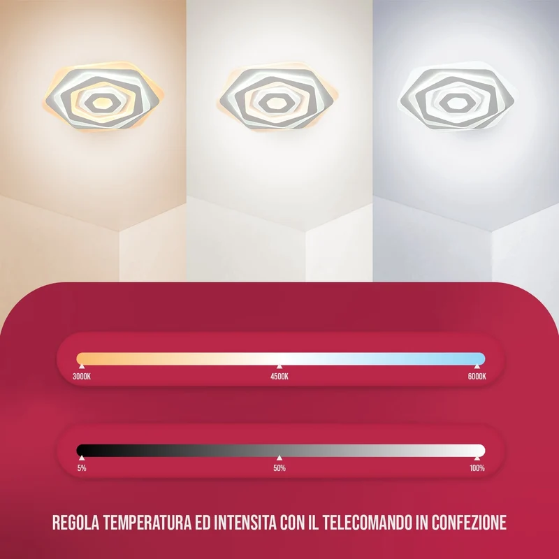 BUYBUY Lampadario LED 85W, Telecomando 2.4G, Luce Regolabile 5900lm BBLED025