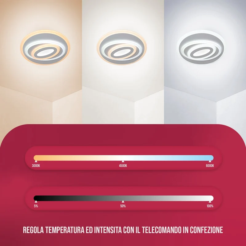 BUYBUY Lampadario LED 70W, Telecomando 2.4G, Luce Regolabile 5700lm BBLED021