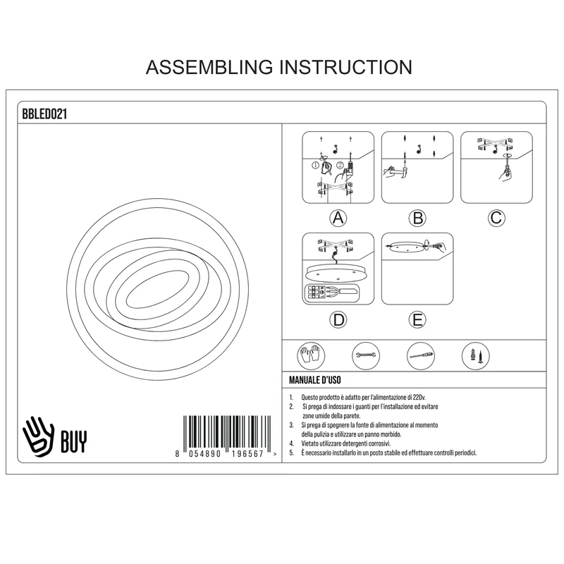 BUYBUY Lampadario LED 70W, Telecomando 2.4G, Luce Regolabile 5700lm BBLED021