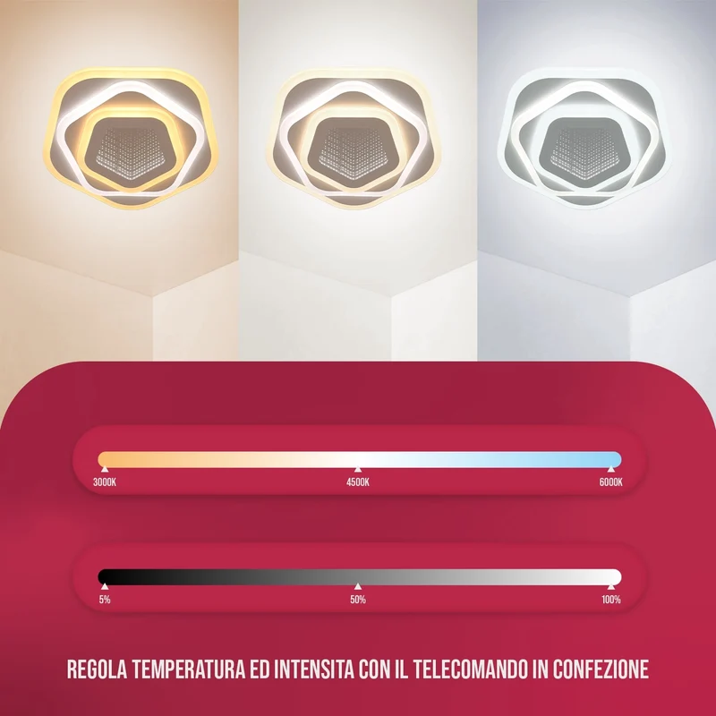 BUYBUY Lampadario LED 77W, Telecomando 2.4G, Luce Regolabile 5900lm BBLED018
