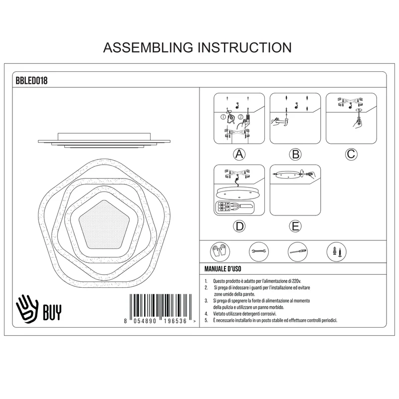 BUYBUY Lampadario LED 77W, Telecomando 2.4G, Luce Regolabile 5900lm BBLED018