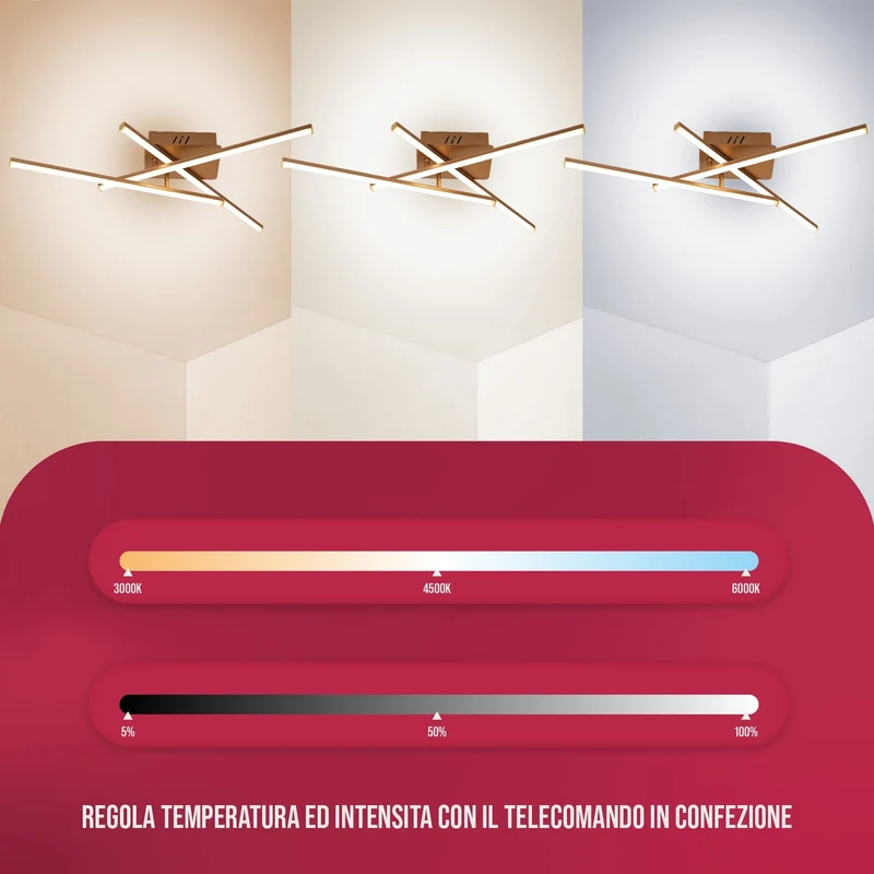 BUYBUY Lampadario LED 26W, Luce Regolabile 1500lm BBLED015