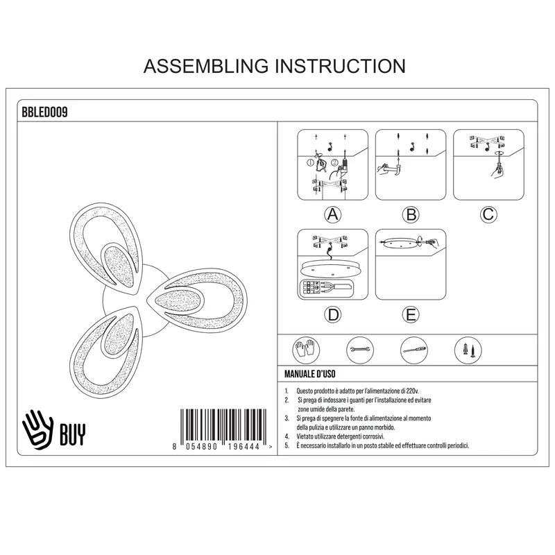 BUYBUY Lampadario LED 49W, Telecomando 2.4G, Luce Regolabile 4700lm BBLED009