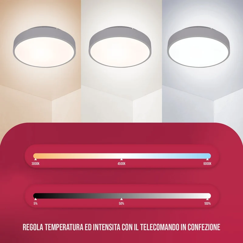 BUYBUY Lampadario LED 40W, Telecomando 2.4G, Luce Regolabile 1500lm BBLED007